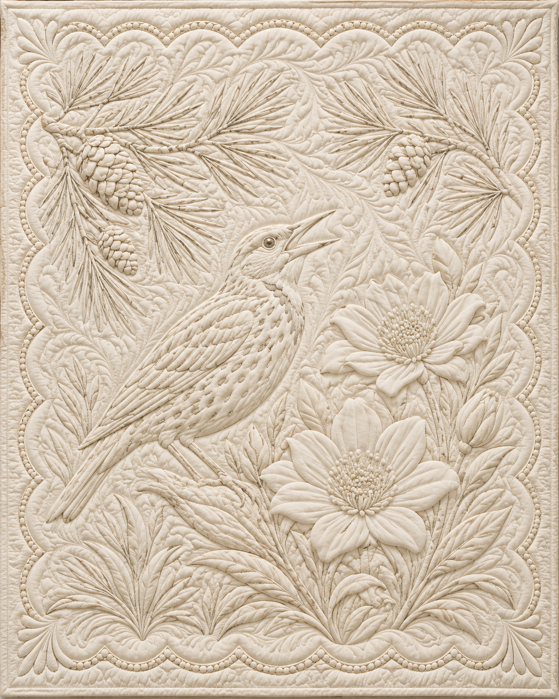 Montana Botanical Whitework quilt blanket design