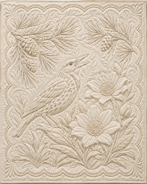 Montana Botanical Whitework quilt blanket design