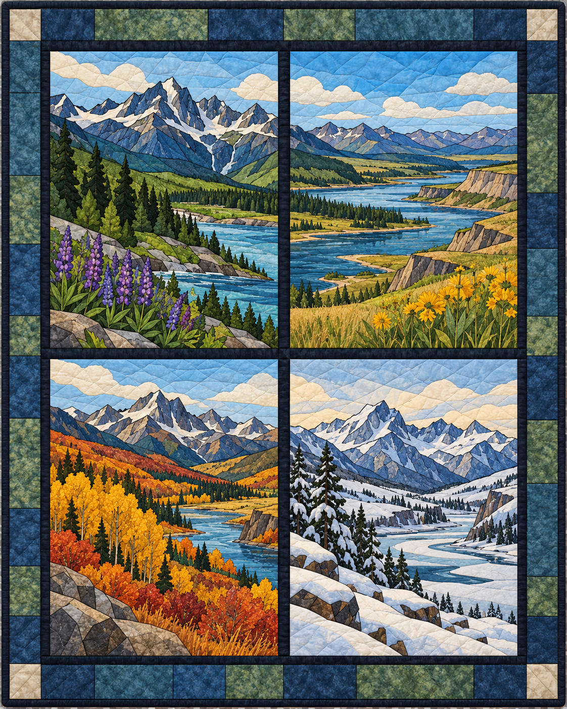 Montana Seasonal Windows quilt blanket design