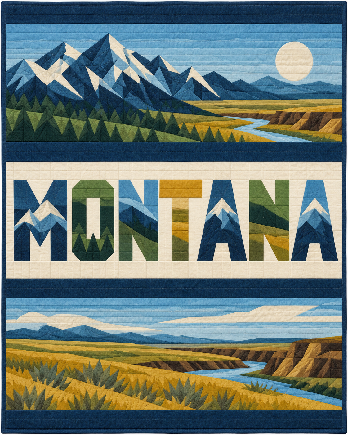 Montana Typography Bars quilt blanket design
