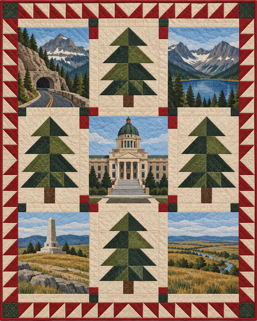 Montana Town Houses quilt blanket design