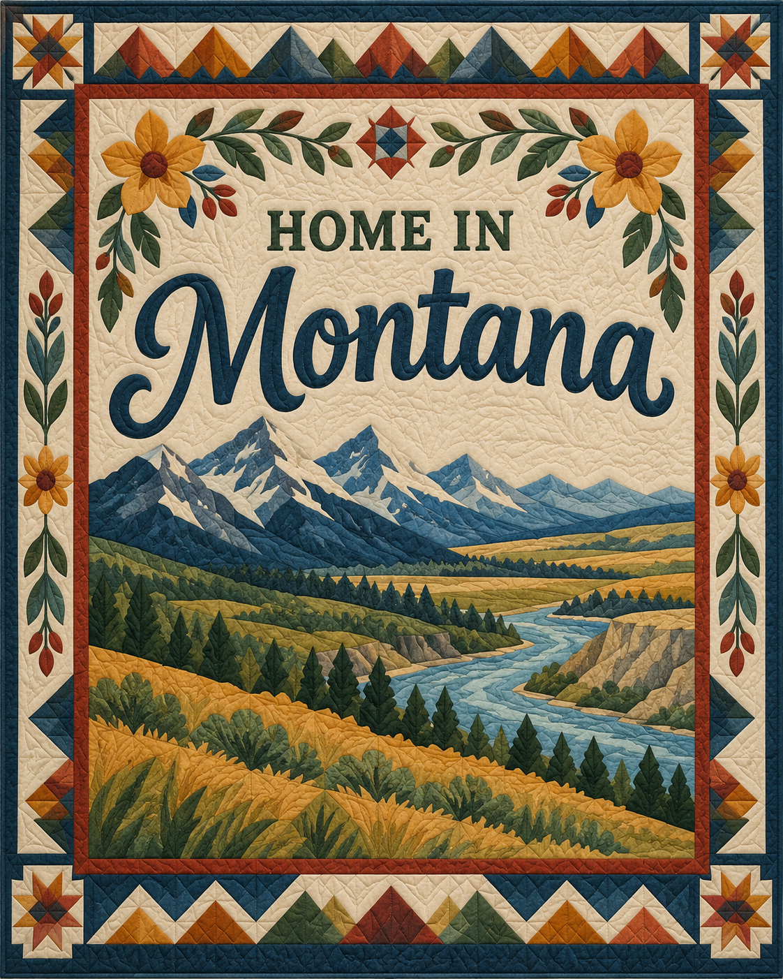 Montana Home Saying quilt blanket design