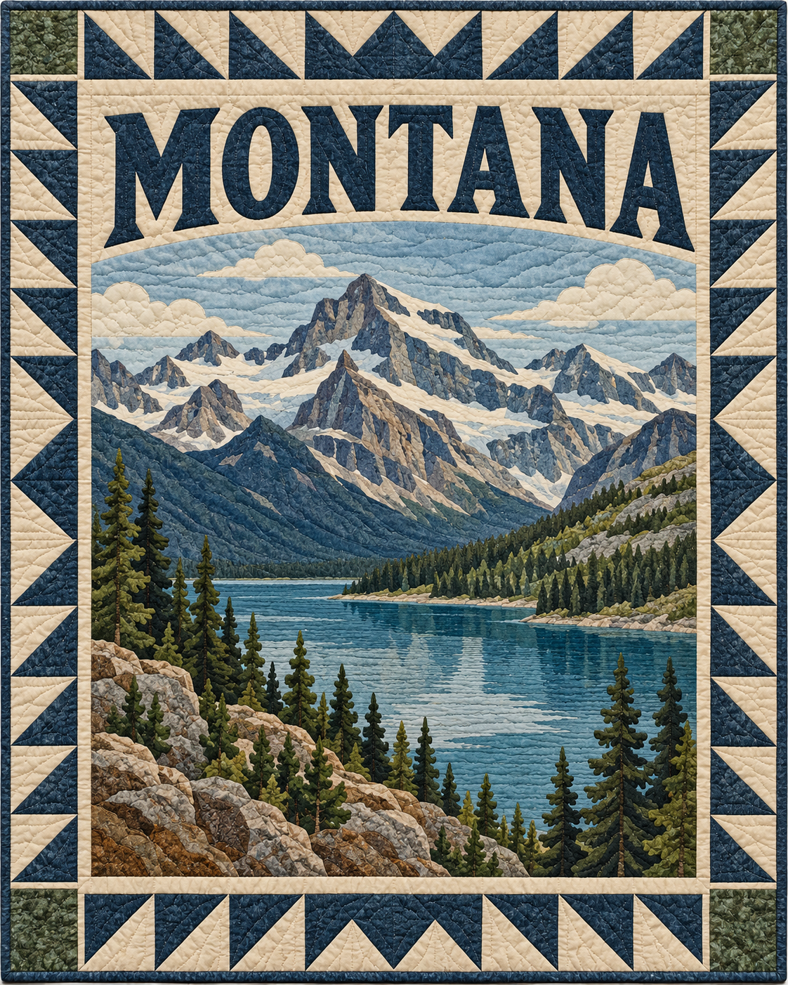 Montana Scenic Postcard quilt blanket design
