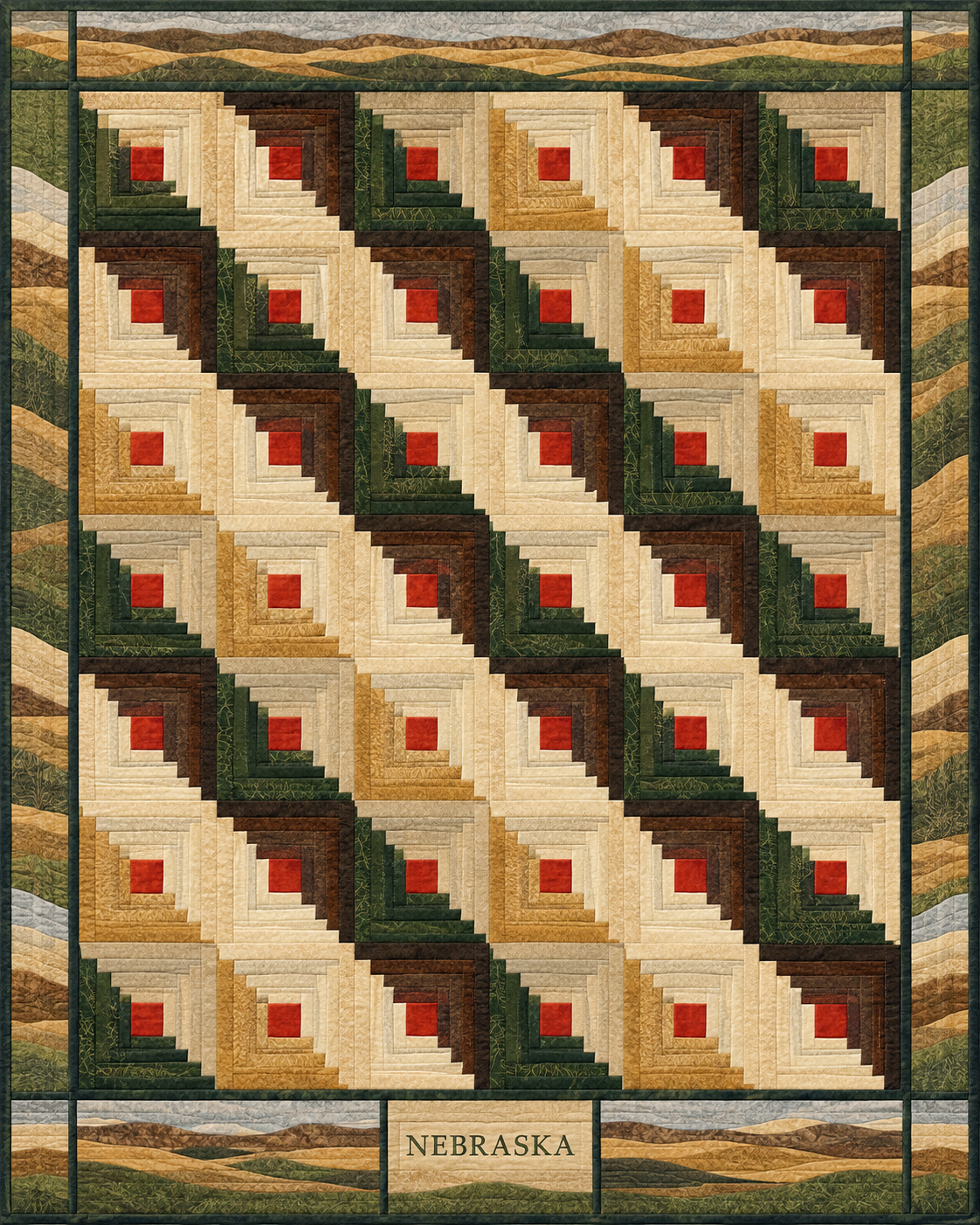 Nebraska Cabin Light quilt blanket design