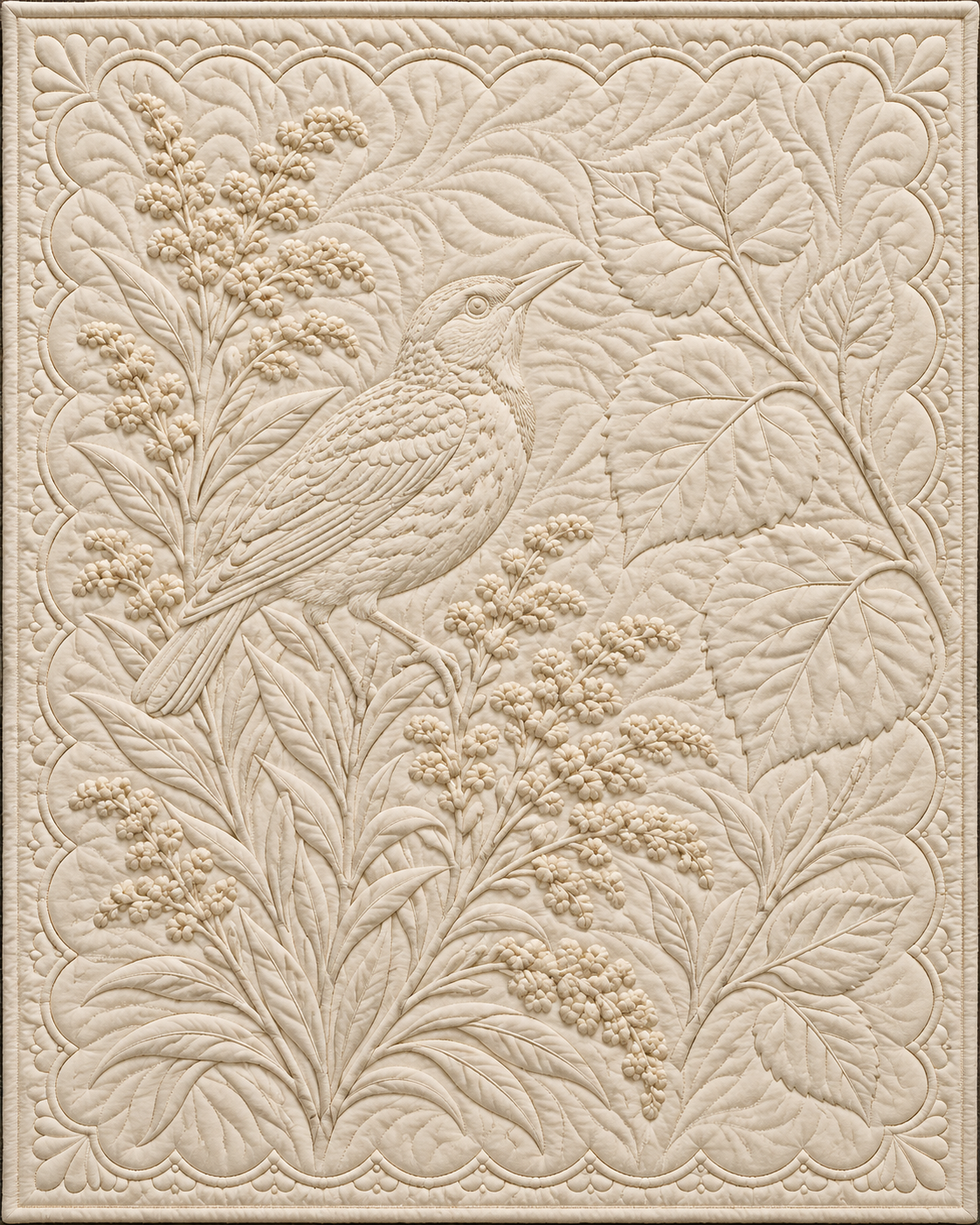 Nebraska Botanical Whitework quilt blanket design