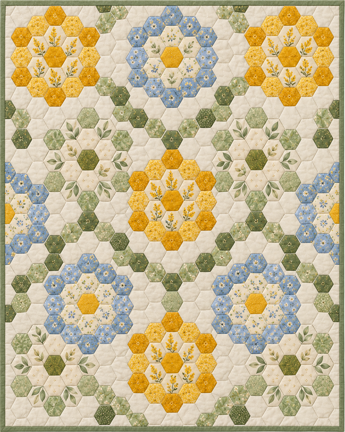 Nebraska Garden Hexagons quilt blanket design