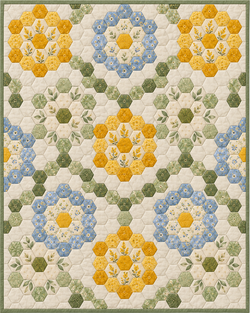 Nebraska Garden Hexagons quilt blanket design
