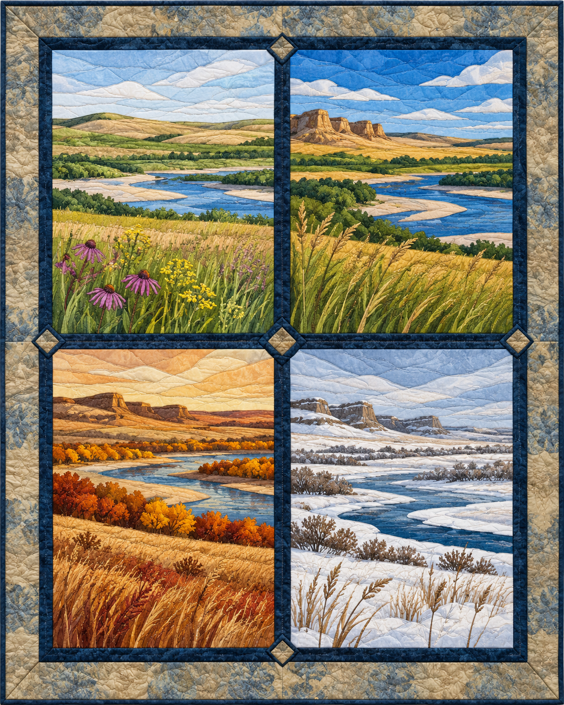 Nebraska Seasonal Windows quilt blanket design