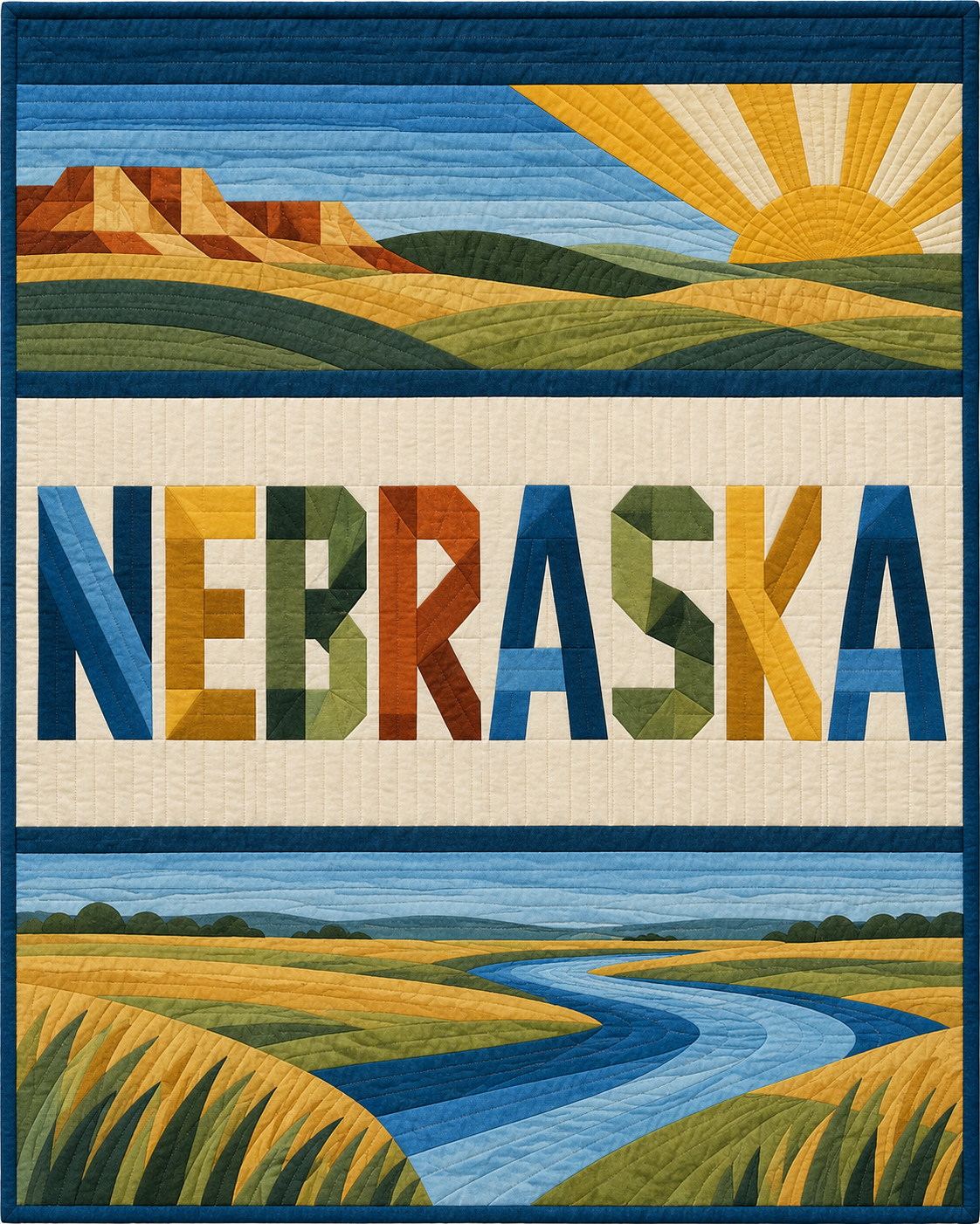 Nebraska Typography Bars quilt blanket design