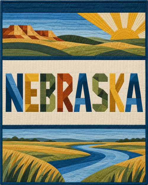 Nebraska Typography Bars quilt blanket design