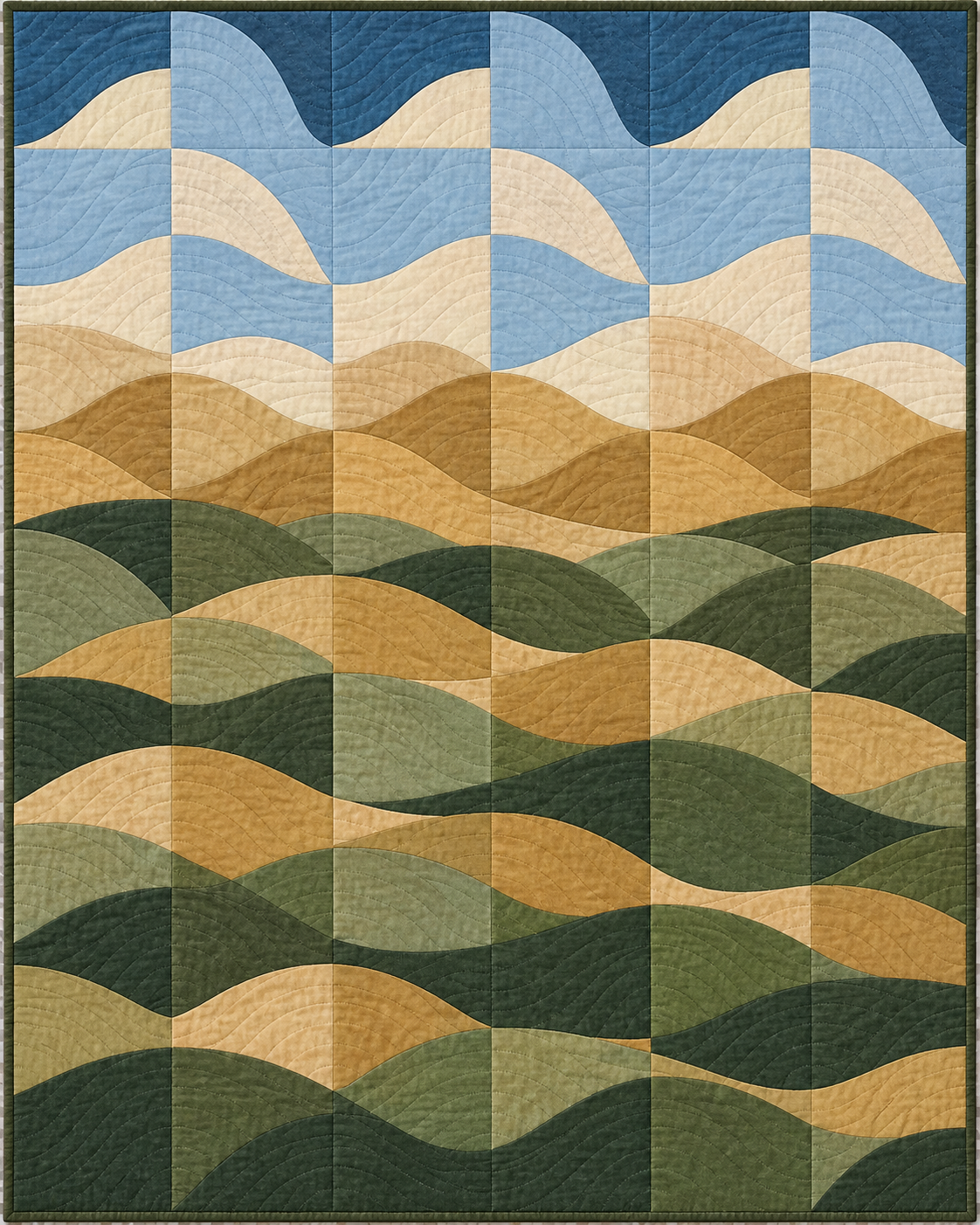 Nebraska Rolling Curves quilt blanket design