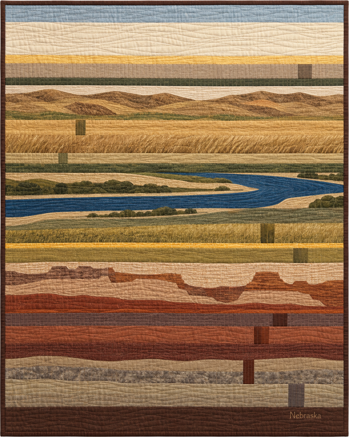 Nebraska Landscape Strata quilt blanket design