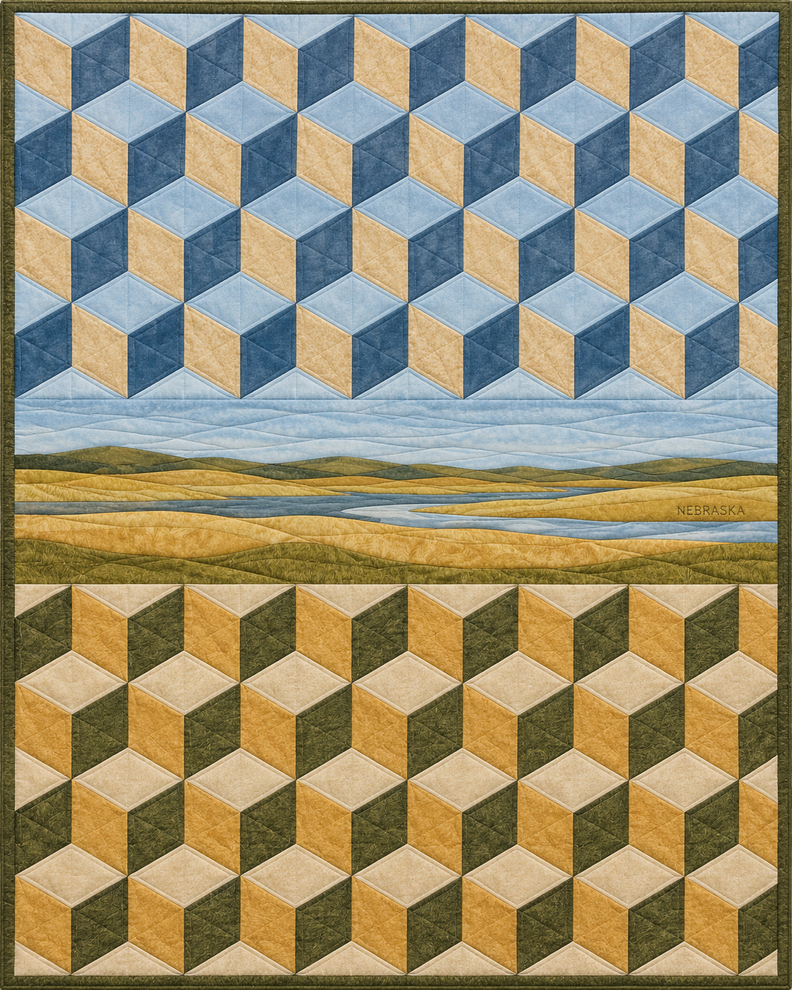Nebraska Diamond Horizon quilt blanket design
