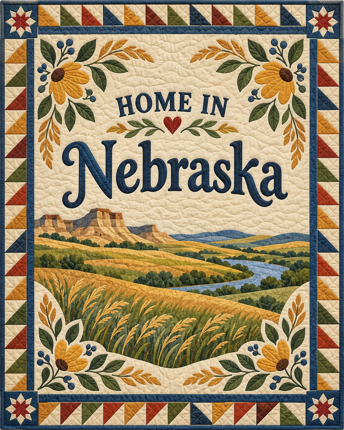 Nebraska Home Saying quilt blanket design
