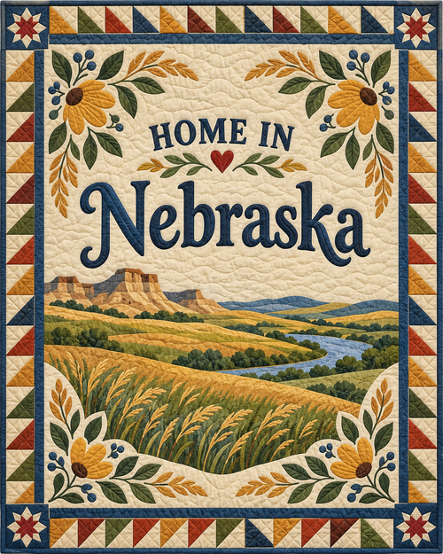 Nebraska Home Saying quilt blanket design