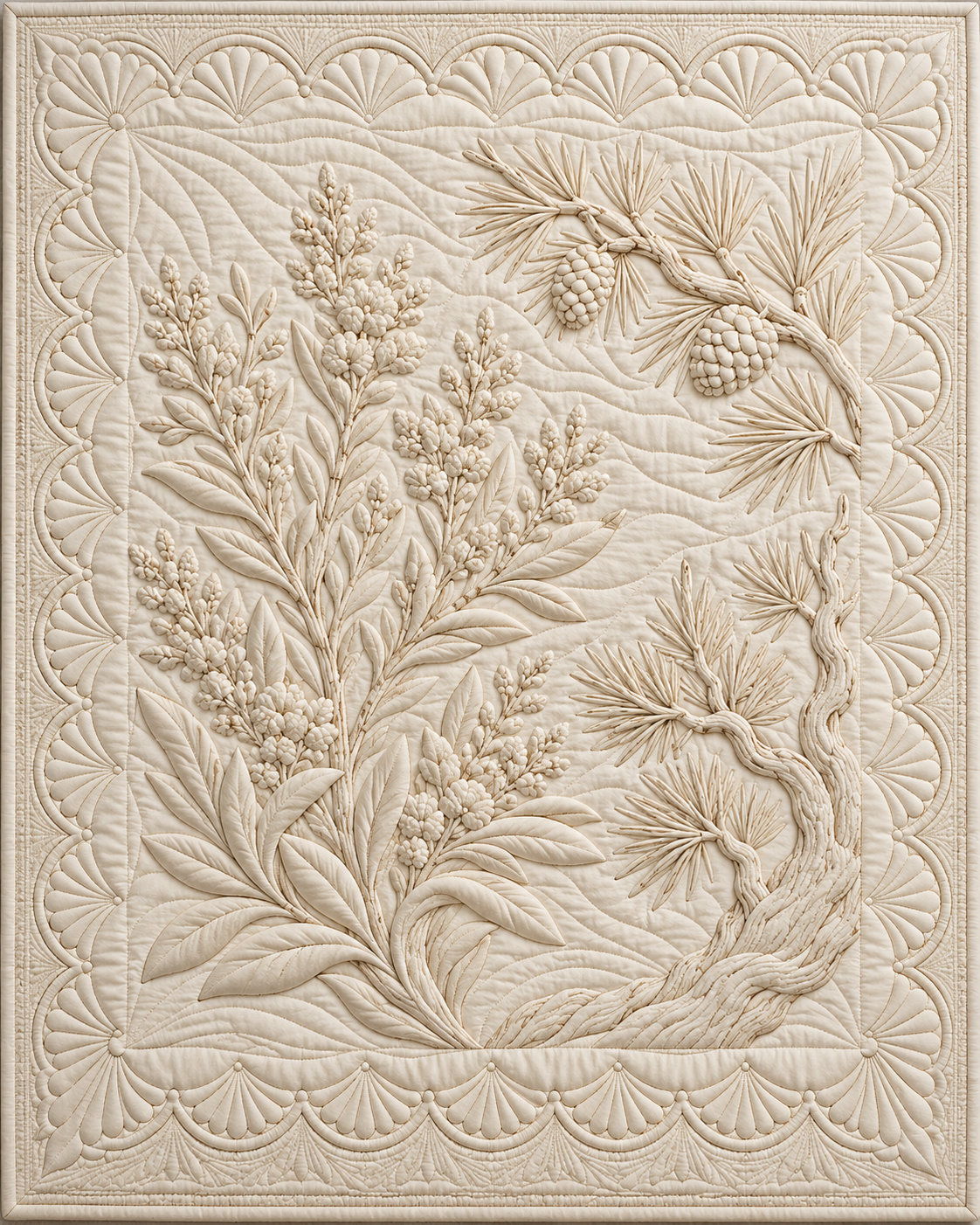 Nevada Botanical Whitework quilt blanket design