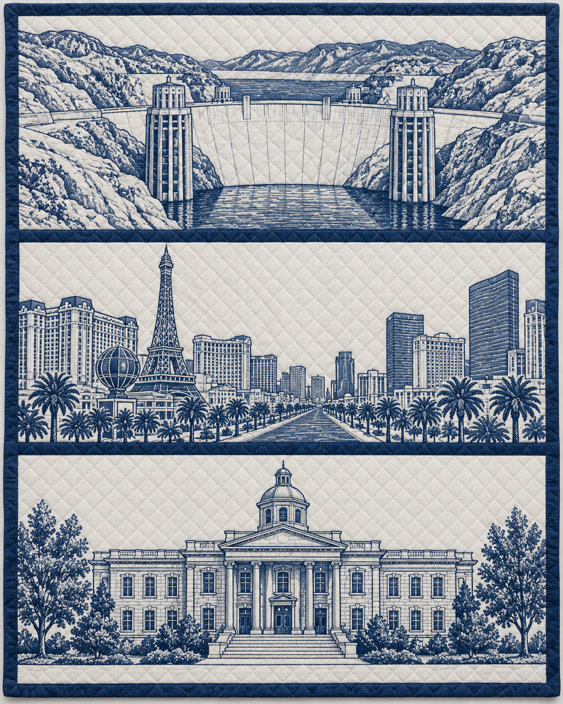 Nevada Landmark Bluework quilt blanket design