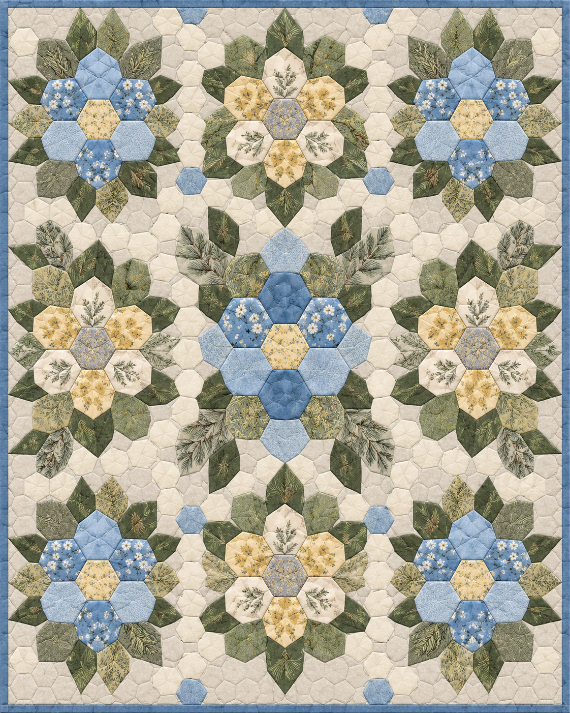 Nevada Garden Hexagons quilt blanket design