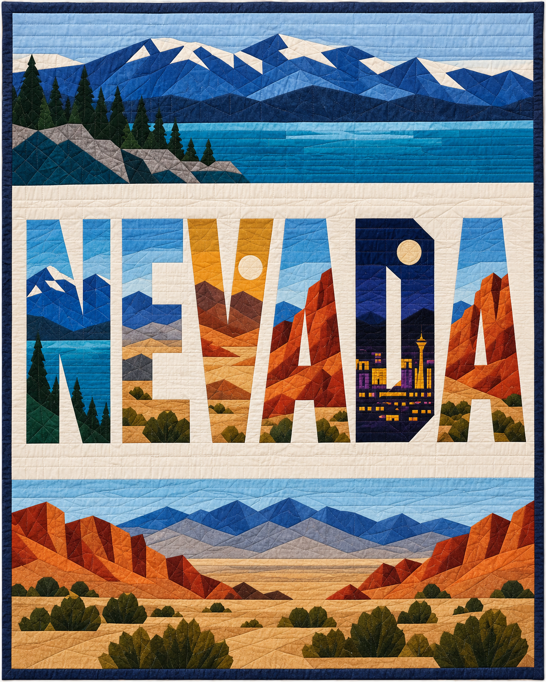 Nevada Typography Bars quilt blanket design