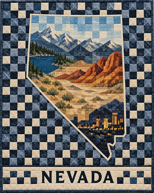 Nevada Map Mosaic quilt blanket design
