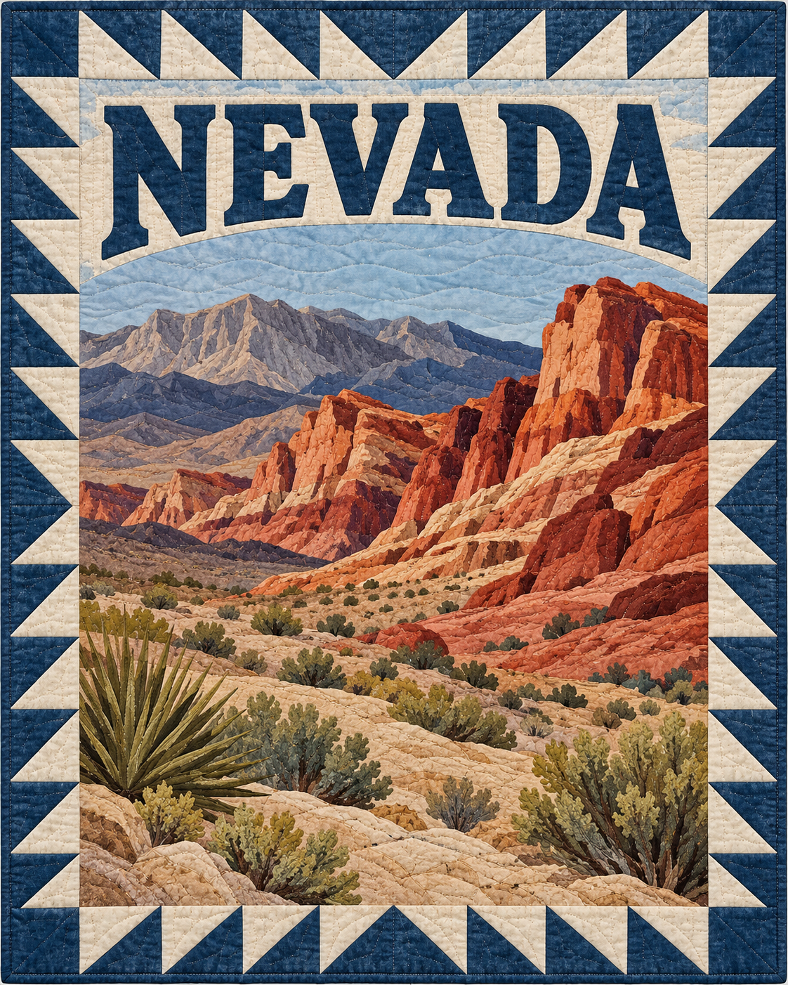 Nevada Scenic Postcard quilt blanket design