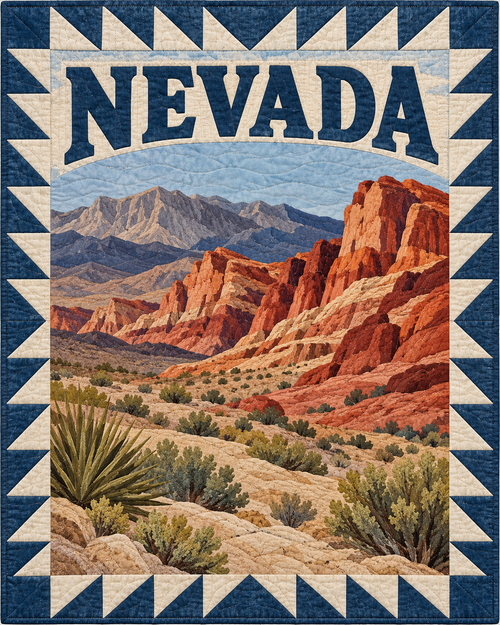 Nevada Scenic Postcard quilt blanket design