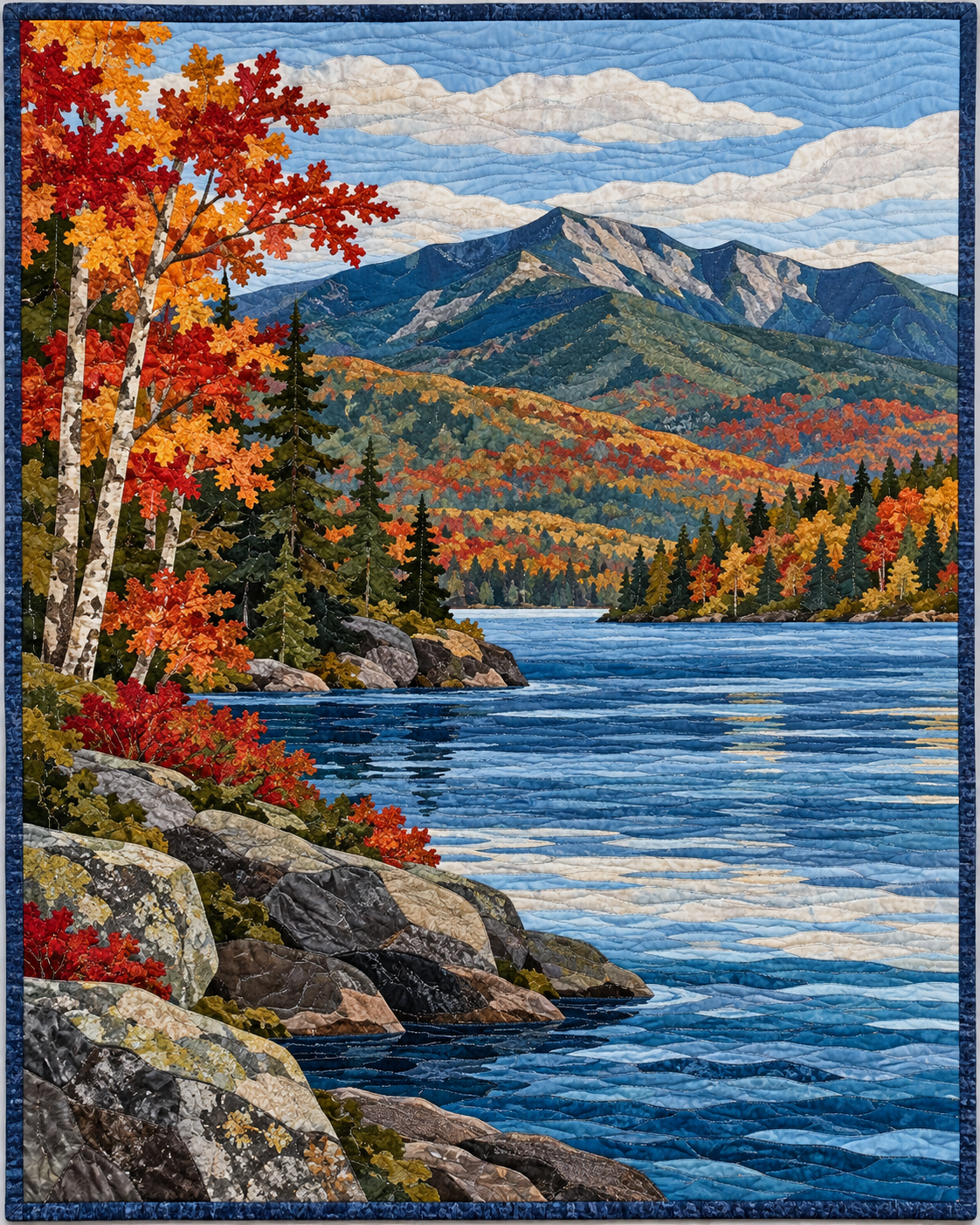 New Hampshire River Landscape quilt blanket design
