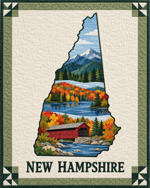 New Hampshire State Silhouette quilt blanket design