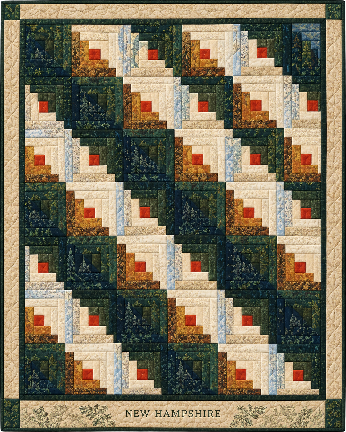 New Hampshire Cabin Light quilt blanket design