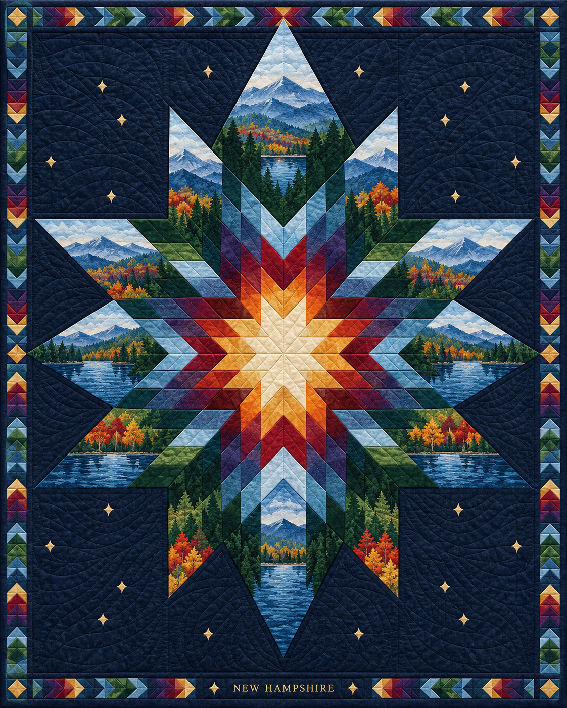 New Hampshire Night Stars quilt blanket design
