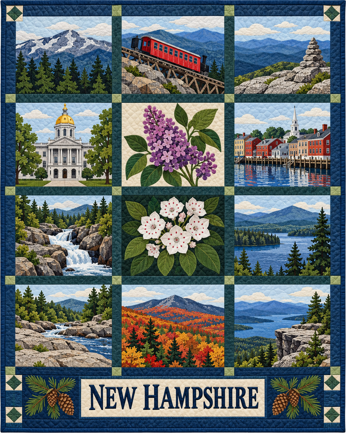 New Hampshire Heritage Album quilt blanket design