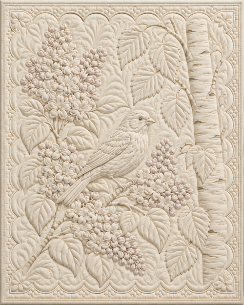 New Hampshire Botanical Whitework quilt blanket design