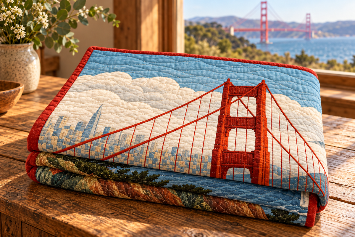 California Golden Gate Threads TD181026121 Quilt Blanket folded mockup