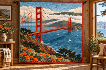 California Golden Gate Threads TD181026121 Quilt Blanket hanging mockup