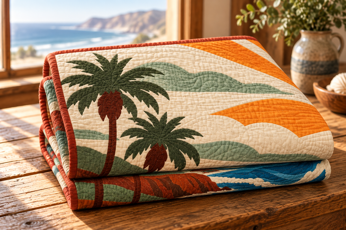 California Pacific Surf Song TD181026123 Quilt Blanket folded mockup