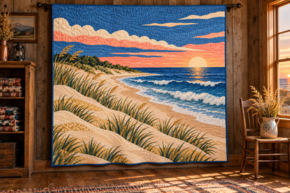 Delaware Henlopen Dune Light TD181026139 Quilt Blanket hanging in a themed indoor cabin