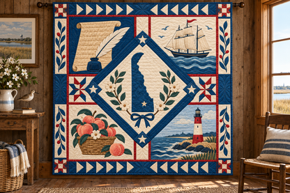Delaware Liberty In Stitches TD181026140 Quilt Blanket hanging mockup