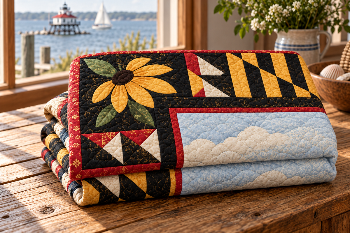 Maryland Thomas Point Beacon TD181026200 Quilt Blanket folded mockup