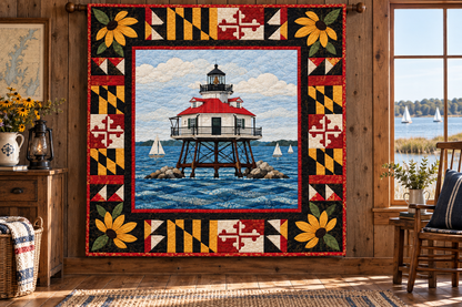 Maryland Thomas Point Beacon TD181026200 Quilt Blanket hanging mockup