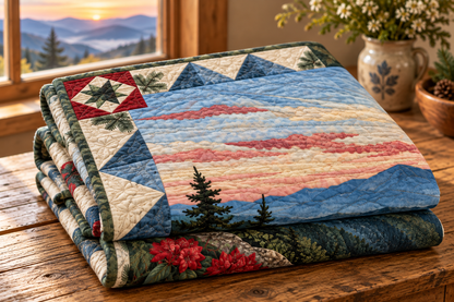 North Carolina Blue Ridge Dawn TD181026261 Quilt Blanket folded mockup