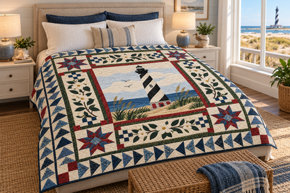 North Carolina Hatteras Spiral TD181026263 Quilt Blanket bed mockup in a design-matched room