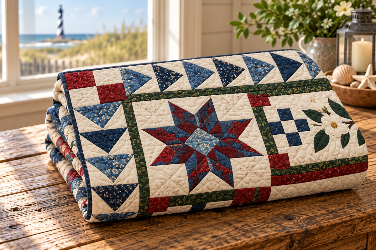 North Carolina Hatteras Spiral TD181026263 Quilt Blanket folded mockup