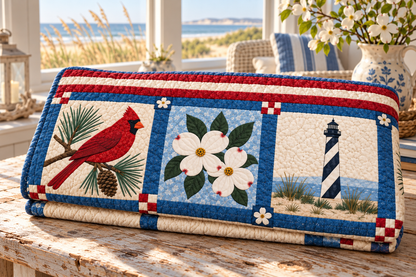 North Carolina Tar Heel Treasures TD181026265 Quilt Blanket folded in a setting matching its design