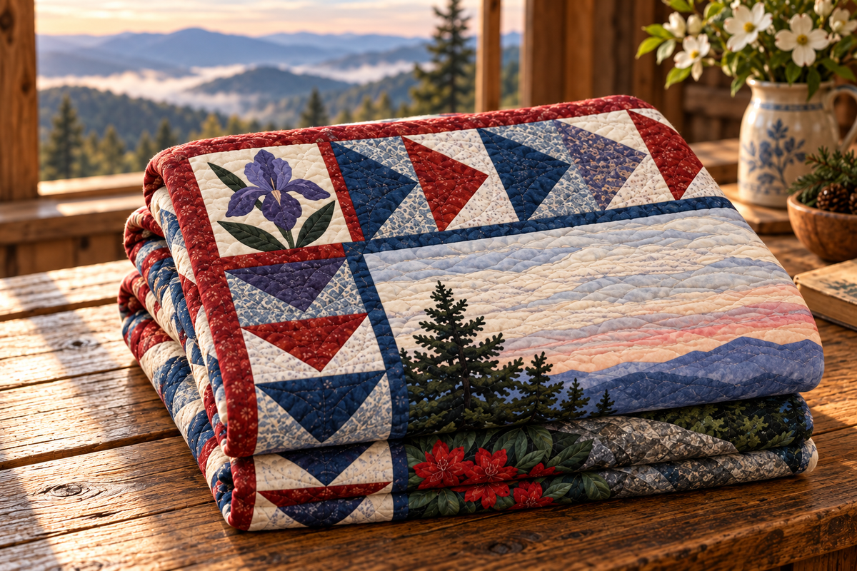 Tennessee Smoky Mountain Morning TD181026308 Quilt Blanket folded mockup
