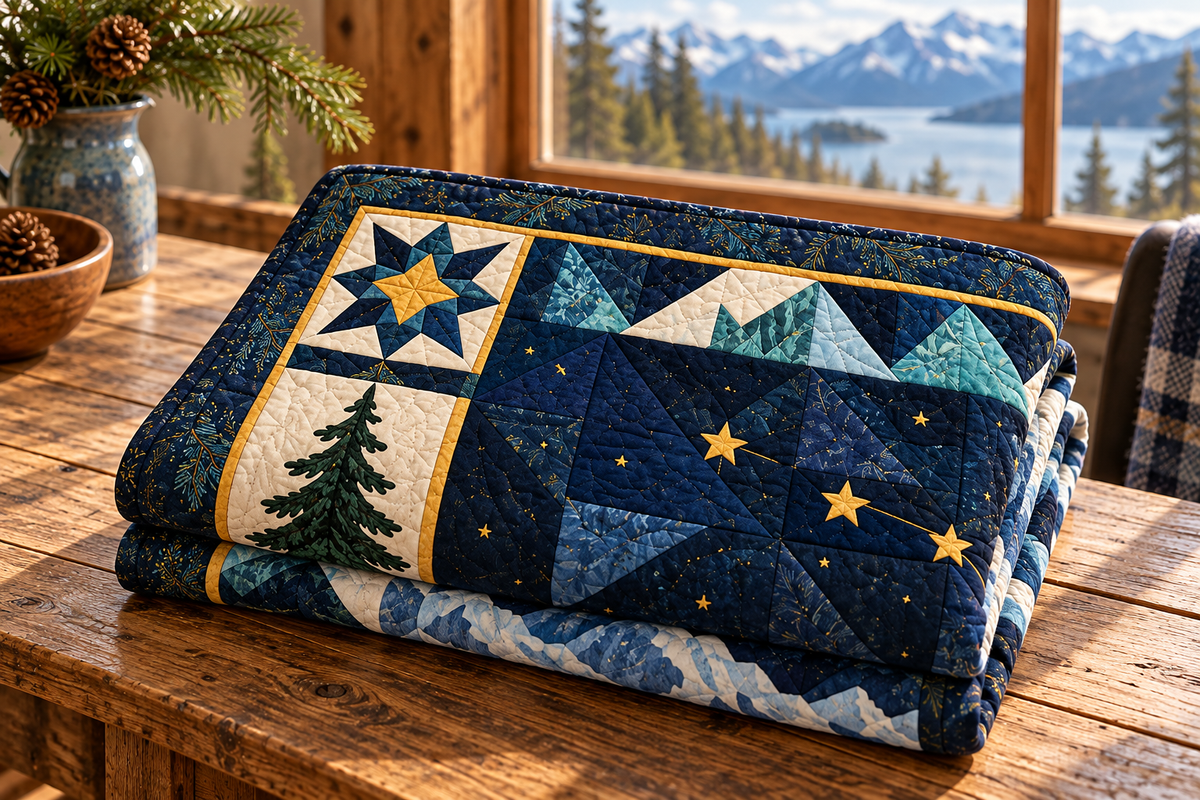 Alaska Night Garden TD181026405 Quilt Blanket folded mockup