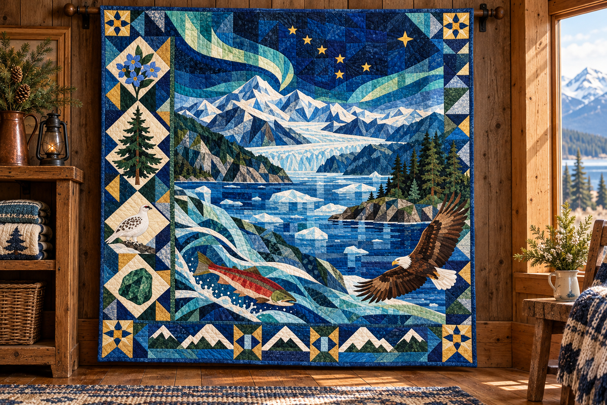 Alaska Mosaic Horizons TD181026409 Quilt Blanket hanging mockup