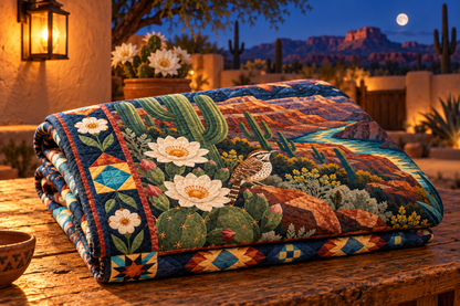 Arizona Night Garden TD181026435 Quilt Blanket folded in a setting matching its design