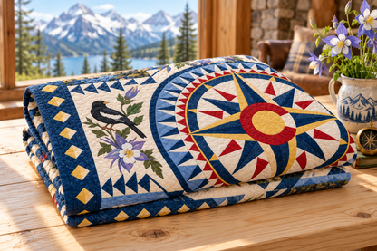 Colorado Radiant Compass TD181026457 Quilt Blanket folded in a setting matching its design