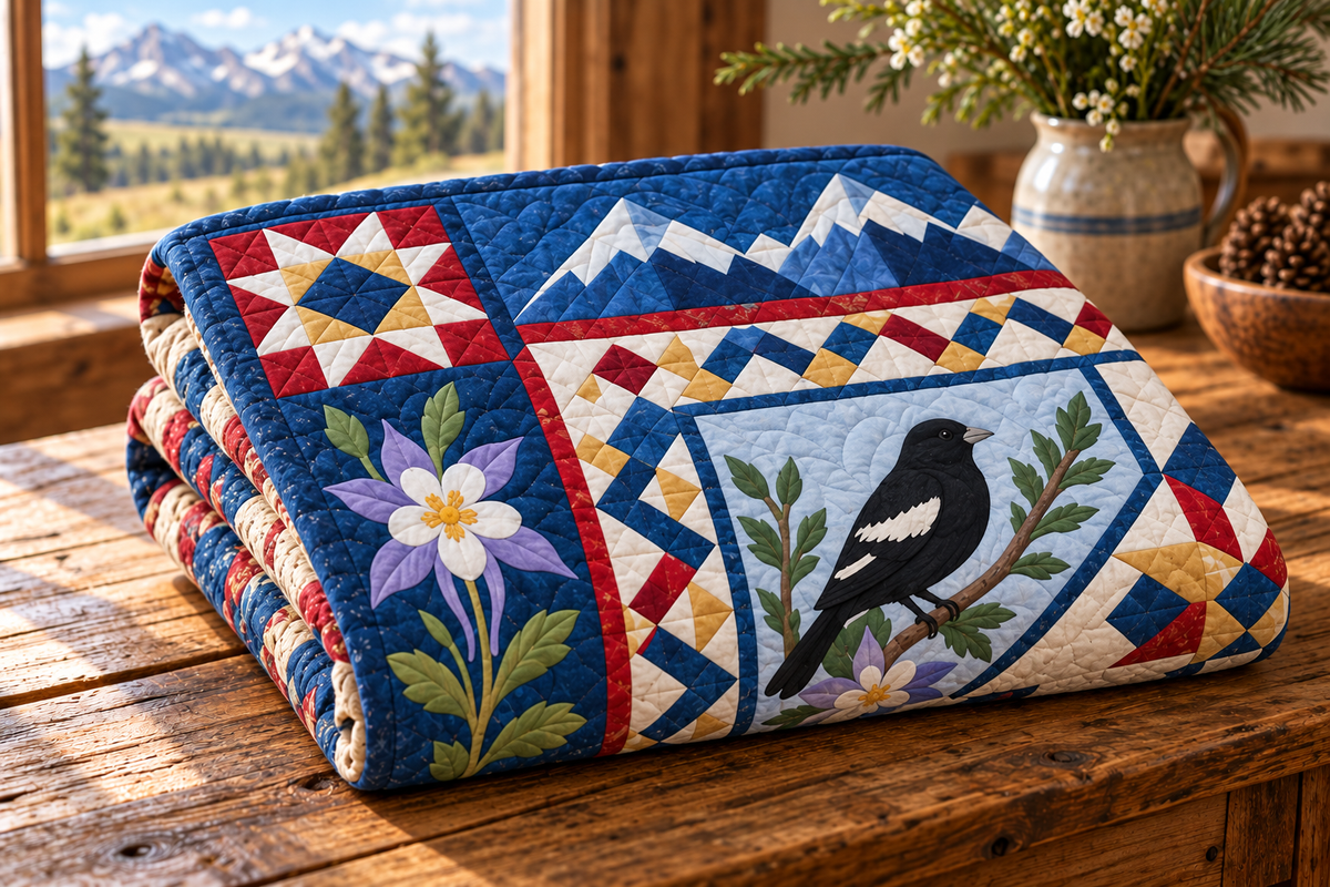 Colorado Celebration In Cloth TD181026460 Quilt Blanket folded mockup