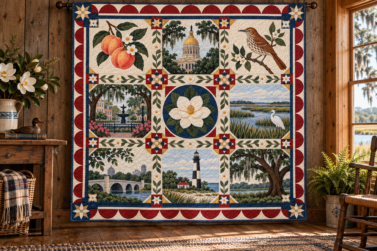 Georgia Heritage Album TD181026496 Quilt Blanket hanging mockup